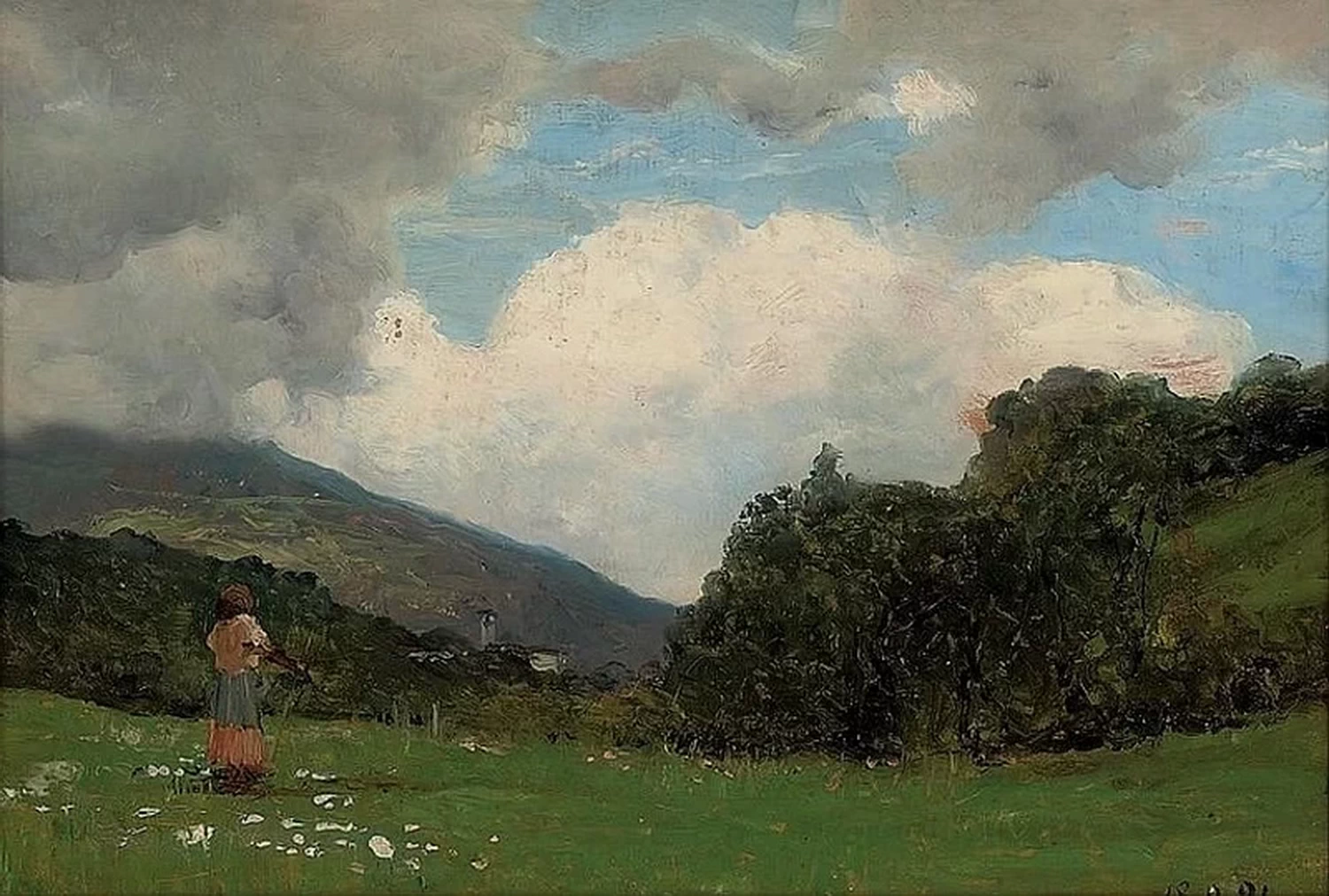Una pastorella in un prato